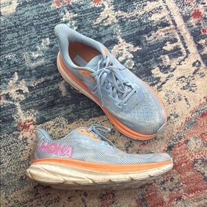 Hoka Blue and Orange Athletic Shoes with Breathable Mesh